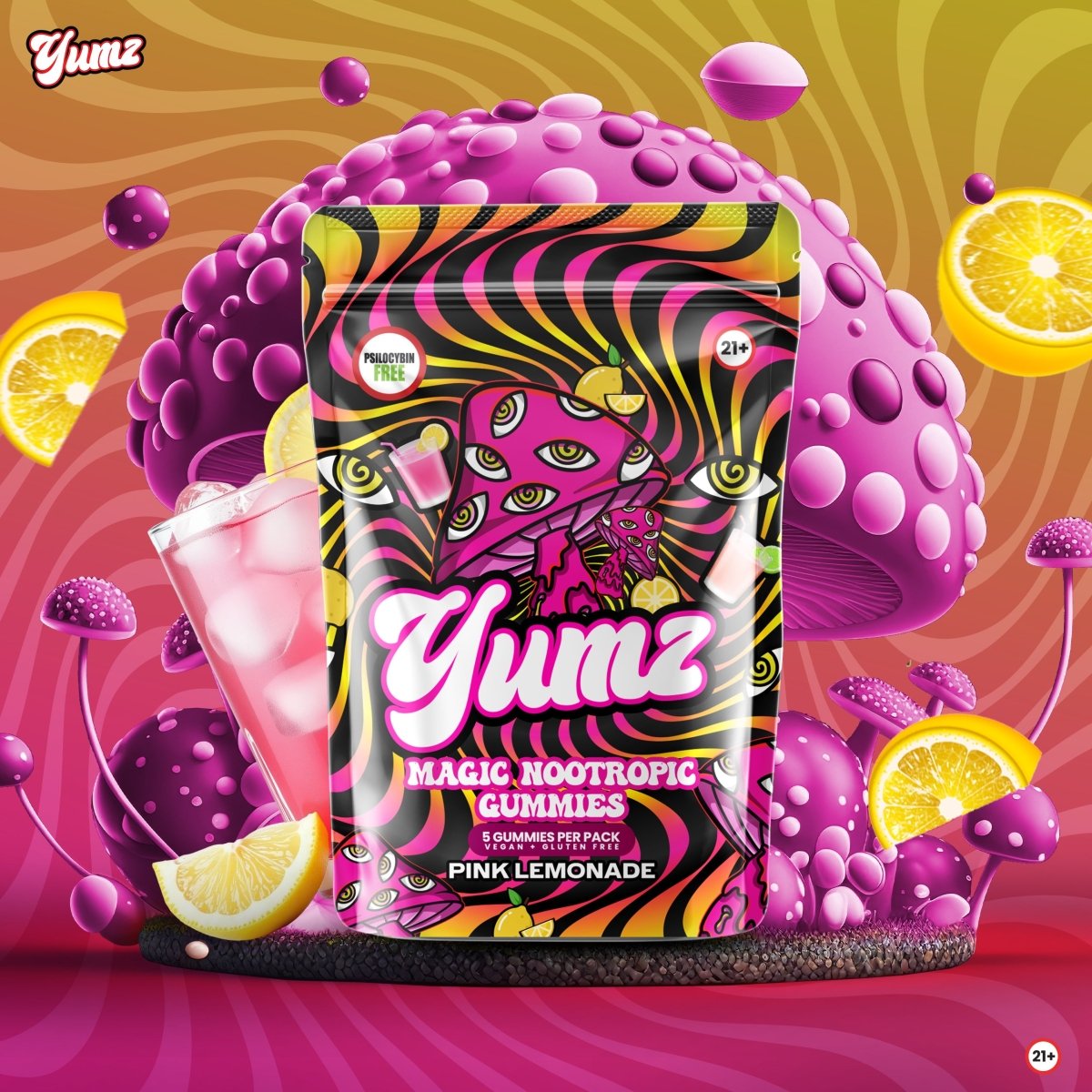 pink lemonade mushroom gummies