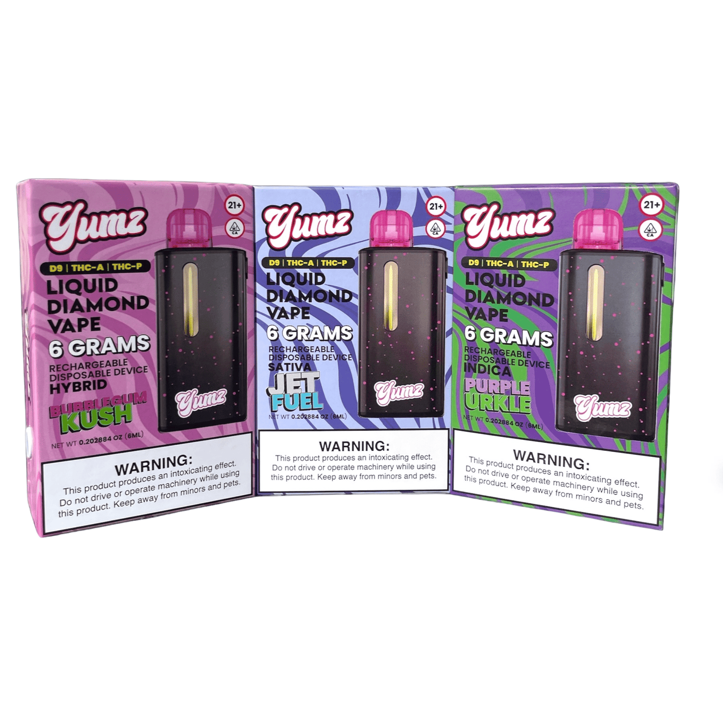 Yumz Liquid Diamond Disposable Vape Devices - Bubblegum Kush, Jet Fuel, Purple Urkle