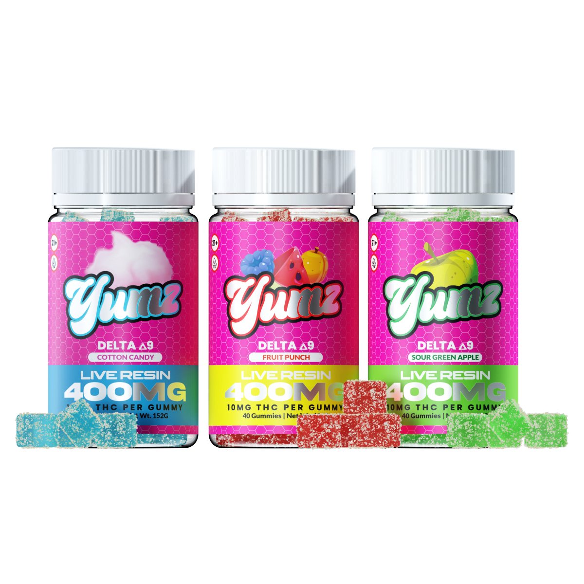 Yumz Delta 9 THC Gummies assorted jars