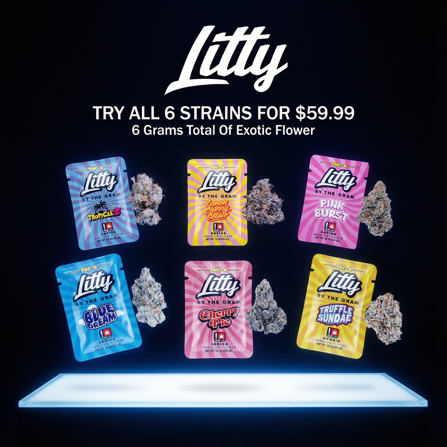 Litty 6 Strain Exotic Bundle (6 Grams Total)